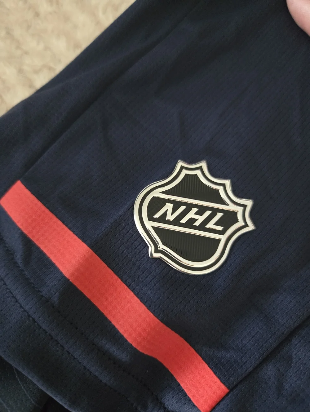adidas New York Rangers Navy Blue Polo with Red Accents